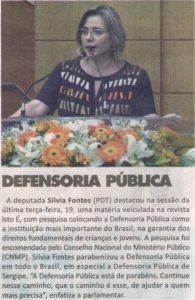 Correio de Sergipe: 22/09/2017 – Defensoria Pública é parabenizada pelo trabalho
