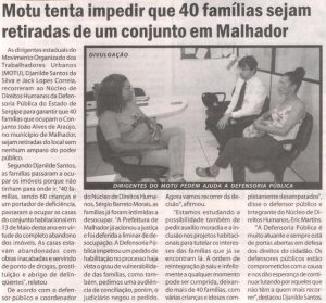 Jornal do Dia: 26/10/2017 – Motu busca ajuda para famílias na Defensoria