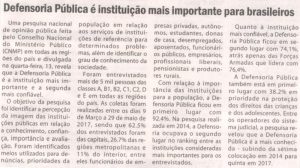 Jornal do Dia: 15/09/2017 – Defensoria Pública é a instituição mais importante