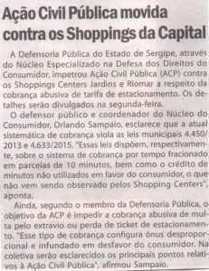 Jornal do Dia: 13/11/2017 – Defensoria move ação civil pública contra os shoppings